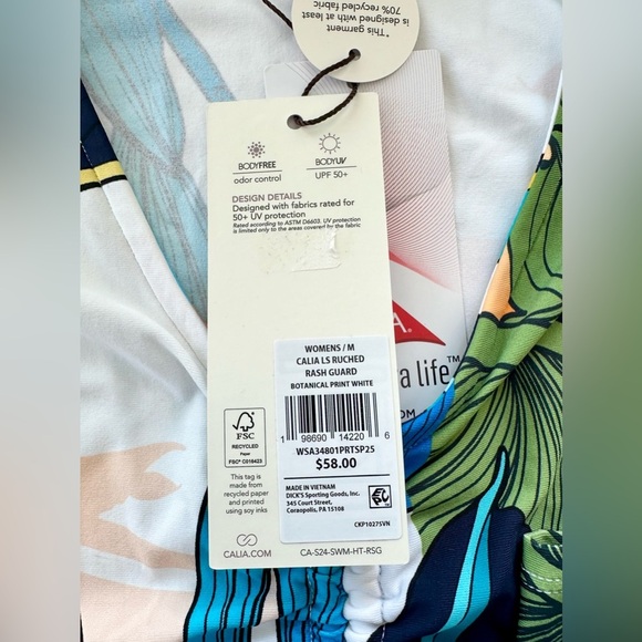 CALIA Women’s Long Sleeve Rushed Rashguard and Adjustable Tie Front Bottom NWT - Picture 4 of 12